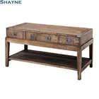 Shayne Furniture Luxury Customize Oak Antique With 3 Silver Handle Drawer Console Table