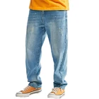 summer washed current straight hole Hong Kong style vintage loose men's denim jeans