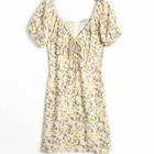 Two colors short sleeve print floral elegant clothes women dress