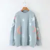 Star moon pattern safety high quality autumn ladies winter sweater
