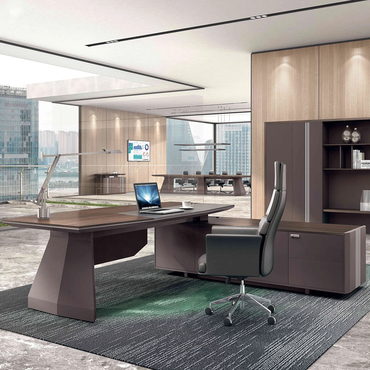 high quality l shape computer table ceo boss leather office desk