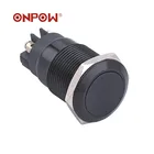 Aluminum Switch ONPOW 19mm Anti-vandal Black Color Momentary Aluminum Screw Terminal Push Button Switch CE ROHS