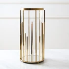 Wholesale moderndecoration small round rose gold metal frame clear glass flower vase for wedding
