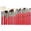 25pcs Professional Synthetic Goat Pony hair Red makeup brush set