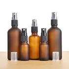 Amber Bottle Glass Bottle Empty Cosmetic Empty Essential Oil Frosted Amber Glass Bottle With Spray Cap