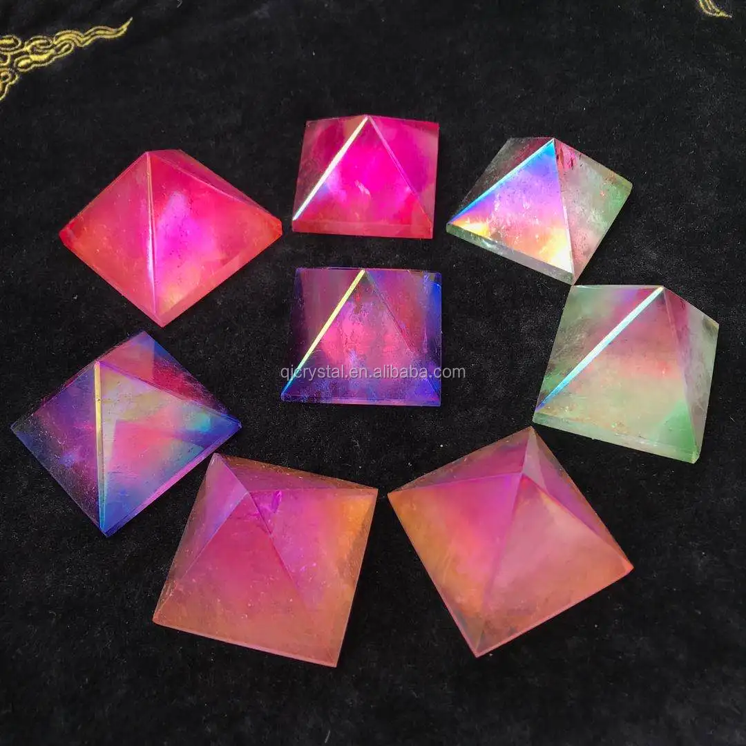wholesale high quality natural aura crystal pyramids
