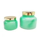 Green Hammer Candle Jar Metal Lid Jade Green Glass Candle Jar With Hammer Effect Metal Lid