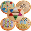 Wooden Hexagonal Checkers And Flying Chess Two In One Chess Board Chinese Checkers Game