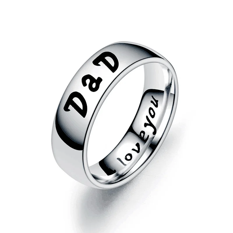 father gift DAD father's day stainless steel men's ring MOM DAUGHTER SON family members jewelry ring