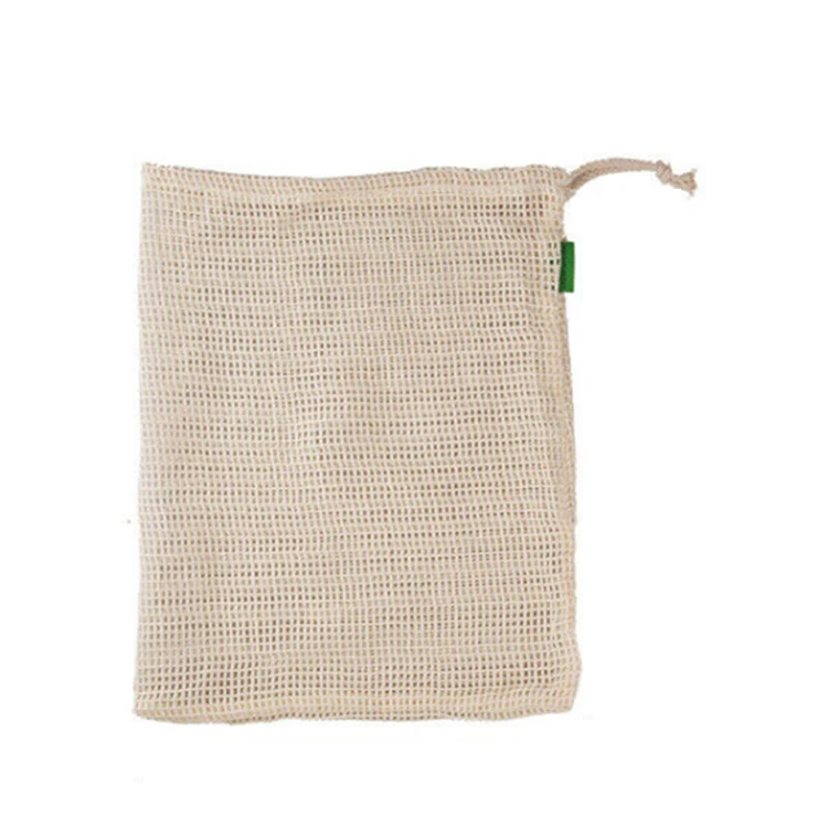 organic custom design vegetables cotton mesh drawstring bag