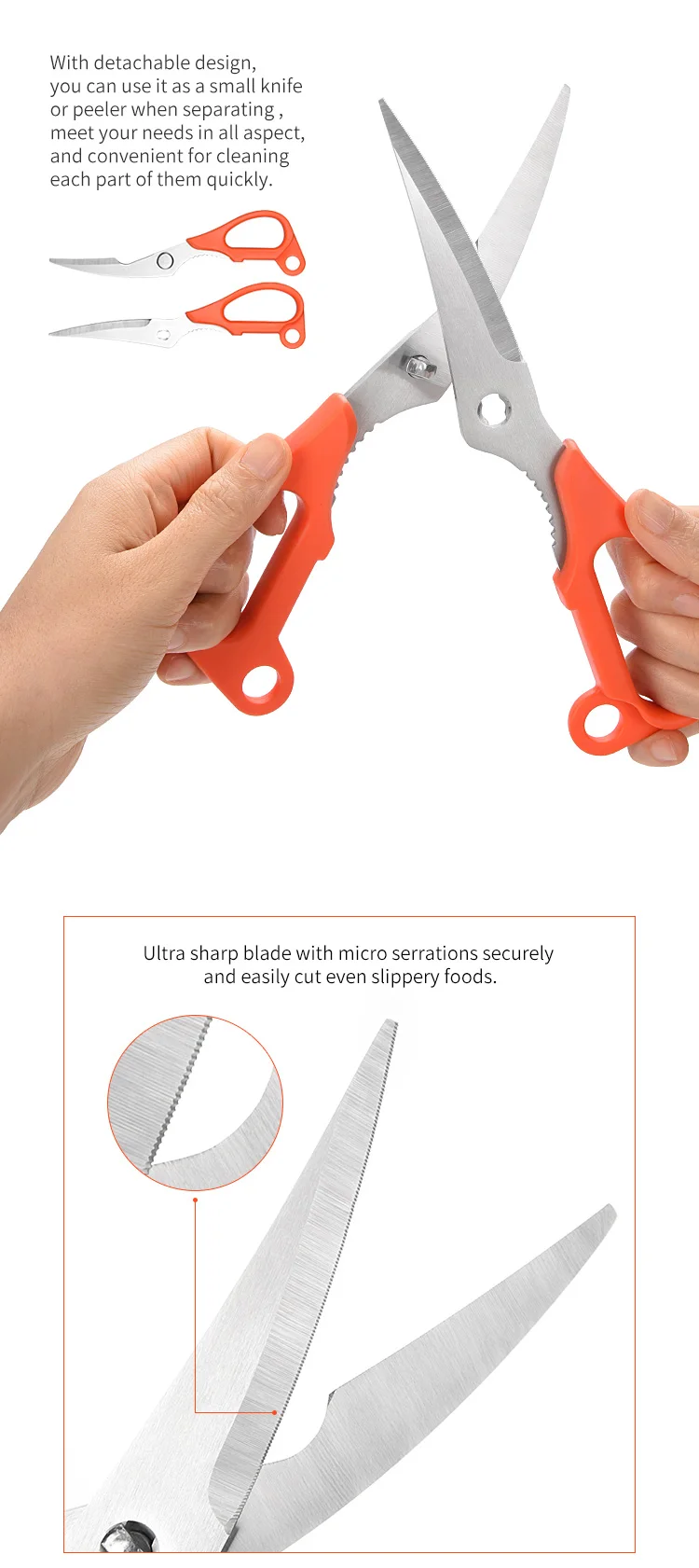 Multipurpose Razor Sharp Stainless Steel Blade Utility Kitchen Shears For Herb Chicken Meat