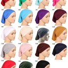 wholesale cheap plain muslim Strech Elastic Cylinder cap under scarf hat cotton hijab