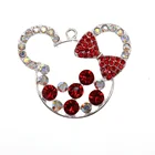 Children Gift Jewelry Rhinestone Crystal Mouse Head Pendant Animal Charm for Necklace