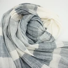 Wide Stripe Slubby Cotton Blend Navy Ivory Lightweight Spring Summer Woven hijab scarf