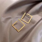 2020 gold metal dangling square hoop earrings