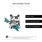 Real 925 sterling silver Treasure Animal Panda with bamboo Charms Beads Fit Charm Bracelets fine Jewelry making Wholesale