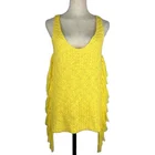 Hot sale cotton vest fringes for girl sleeveless sexy tassel sweater customs yellow v neck knit women
