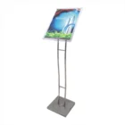 Double Pipe Shopping Mall Acrylic Sign Board Metal Curved Floor Display Poster Photo Frame Stands
