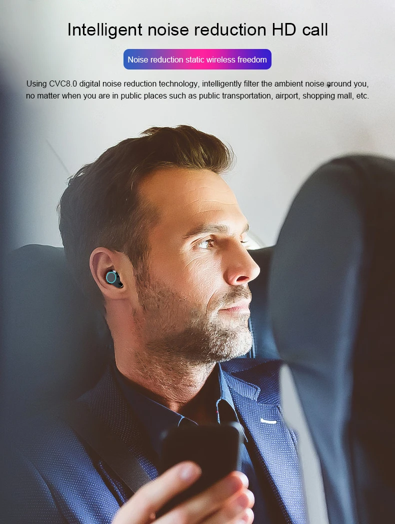 G02 TWS 5.0 Bluetooth 9D Stereo Earphone Wireless Earphones IPX7 Waterproof Earphones 3300mAh LED Smart Power Bank Phone Holder - ANKUX.COM