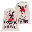 High quality canvas fabric Christmas drawstring gift bags