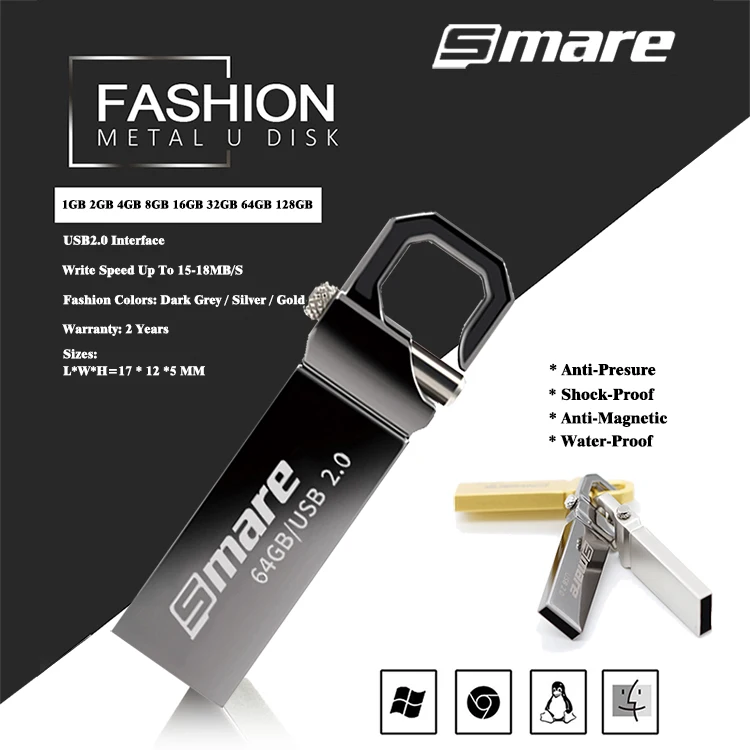 Smare C8 USB 2.0 Flash Drives 64GB Metal Memorias Pendrive 16GB 32GB Memory Sticks Pen Drive 128GB Custom Logo USB Stick