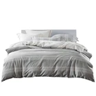 KAERFU Reversible Plaid Duvet Cover Cotton King Simple Style Bedding Set