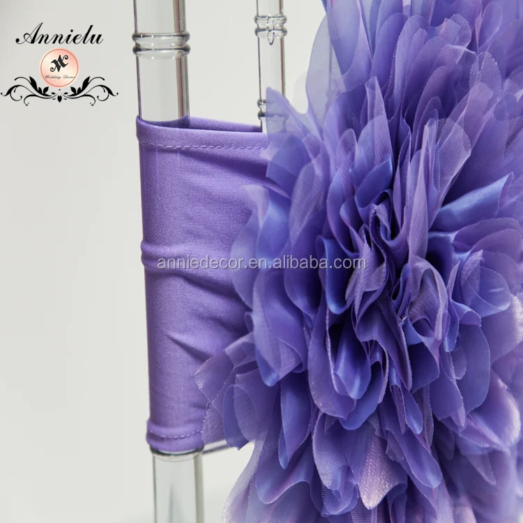 New design lavender banquet chair sash organza flower wedding chair sash