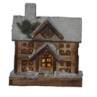 christmas miniatures for craft wooden decoration house with warm light LED 70287