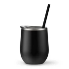 12oz Double Wall Stainless Steel Insulated Wine Tumbler Cup With Lid