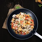 Factory Directly Provide Reusable wood handle non stick best round wok flat bottom pan