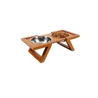 wholesales stainless steel dog pet bowl with wooden bottom