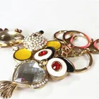 Wholesale custom nice quality promotion gifts 3d crystal metal rhinestone animal owl keychains floating keychain