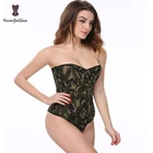 Women's Camo Shapewear Army Corset Bustiers Overbust Waist Trainer Sexy Green Body Shaper Size S To XXXL