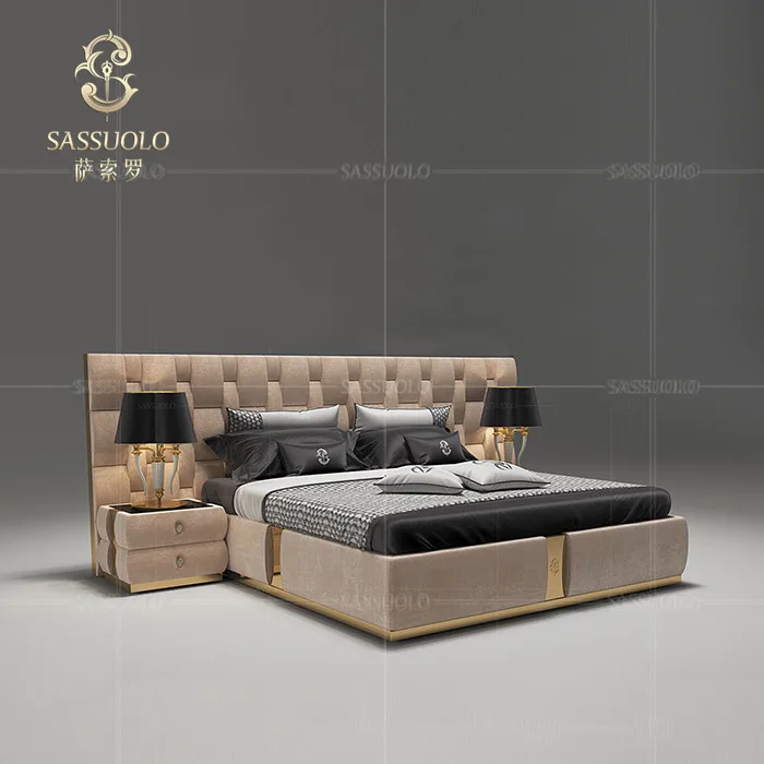 SASSUOLO итальянский Постмодерн Стиль Последние Дизайн Двуспальная Кровать удобные сладкий мебель для спальни высокий назад стул большой