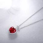 2.0ct Heart Shape Lab Grown Ruby Stone 925 Sterling Silver Necklace Pendant