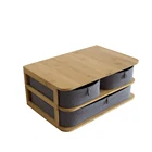 Hot Selling Bamboo Jewelry Bin Cosmetic Organizer Storage Box with Fabric Drawers