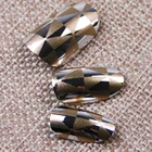 Nail Art Nails ZIRI Fashion Silver And Gold Color Nail Art Artificial Nails Tip Manicure Full Cover Press On Nail