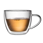 China Supply Promotional Wholesale Customized Water Tea Mug Heat Resistant Borosilicate Double Wall Coffee Glass Cup