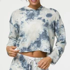 Wholesale Custom Gym Streetwear Ladies tie dye Cotton Drawstring Pullover Long Sleeve Women OEM Hoodie