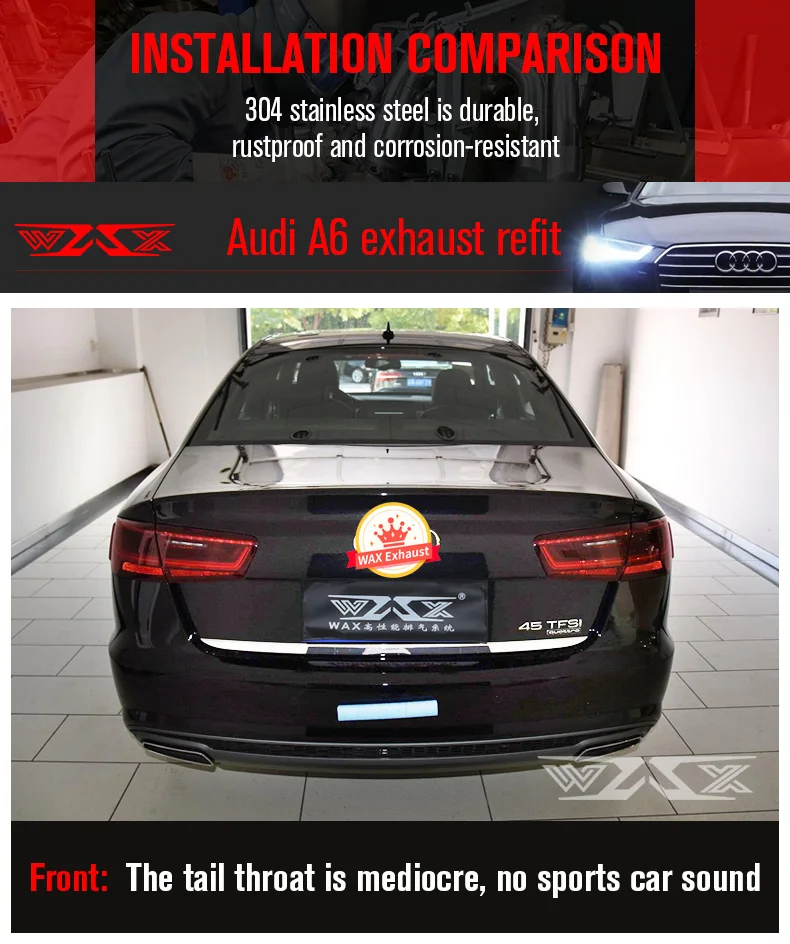 Exhaust Pipes Muffler Catback For AUDI A6 A7 A8 2011-2022 Stainless Steel Exhaust Cat-back with Electronic Valve Control