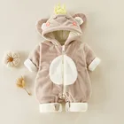 Clothes For Cut Winter Thicken Hooded Plush 100%T Clothes Rompers For New Born Baby