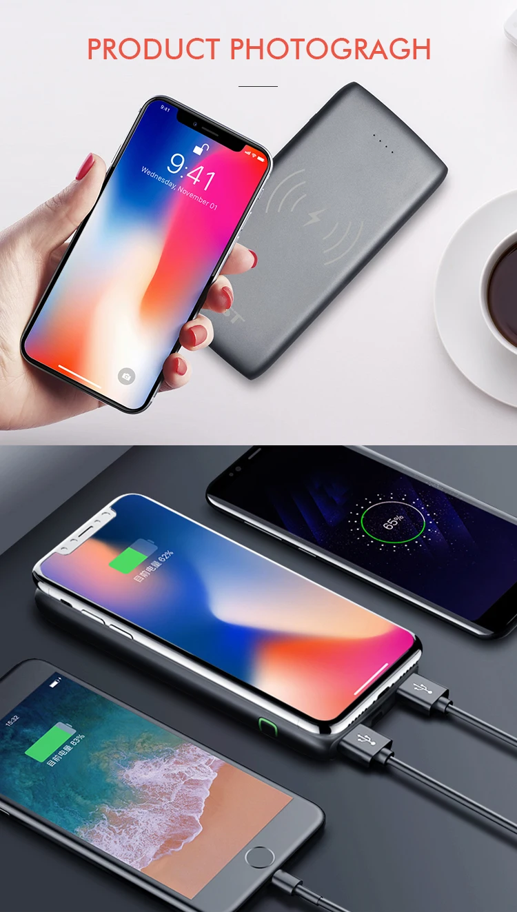 Dual input & dual output Li-polymer battery cell phone power bank wireless charger 10000mah - ANKUX.COM
