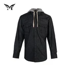 Wholesale price 100% cotton yarn dyed designer mens flannel shirts with hood men