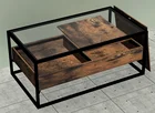 Vintage living room furniture 2-tier glass top coffee table with storage