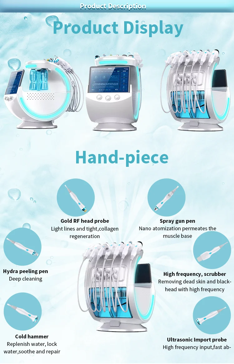 Smart Ice Blue 7 In 1 Skin Jet Peel Facial Ultrasonic Skin Rejuvenation With Skin Analysis Machine