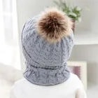 2019 new style jacquard acrylic knitting custom winter scarf and hat pompom beanies