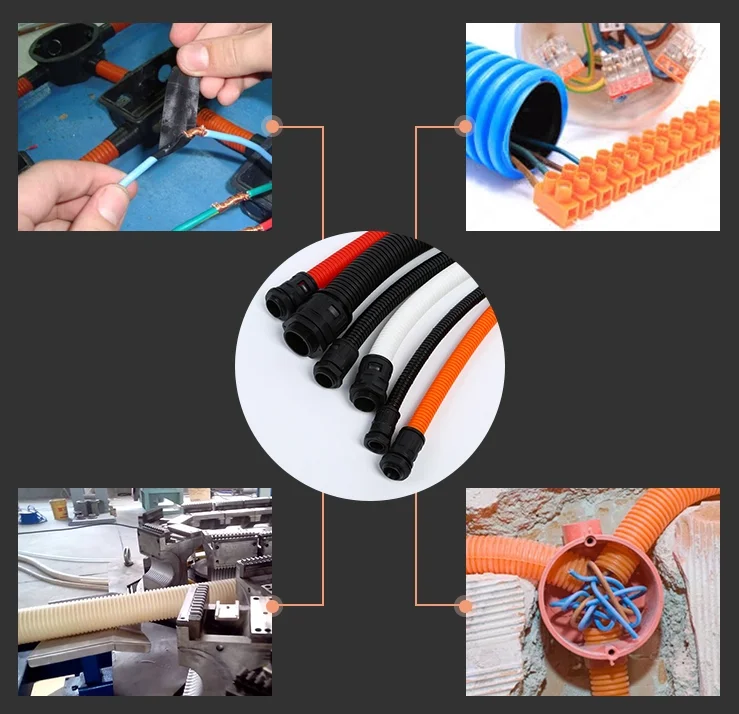 black color large diameter PE bellows plastic thread car hose