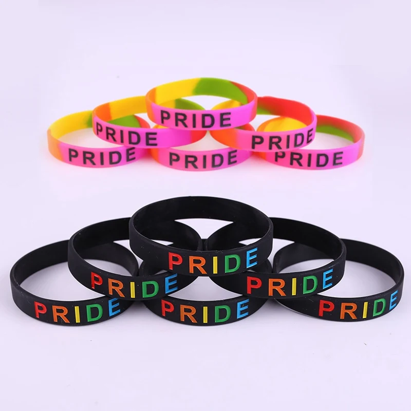 Rainbow Pride Silicone Wristbands Swirl Rubber Bracelets Gay Lesbian