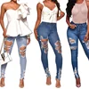 Good quality fashion slimming blue jean trousers for womens