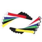 Adjustable colorful customize logo luggage fixed management belt strap hook and loop cable tie with plastic buckle
